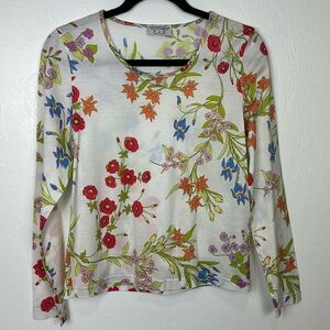 Averardo Bessi Italian Vintage Cotton Floral Print Long Sleeve Top Size 10